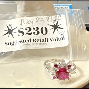 Bella Fizz Lab Created Ruby Snowflake Ring Size 8 - Suggested Retail $230 - #34